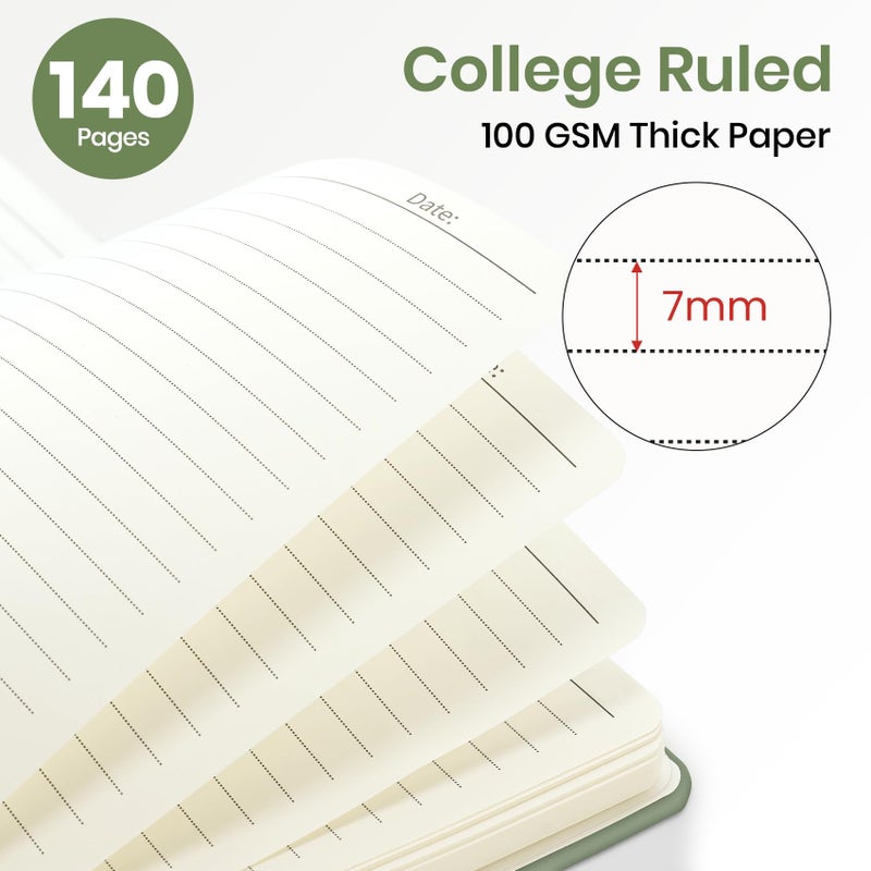 ZOTIA Lined Spiral Journal Notebook for Women  A5 College Ruled Journals for Writing  Hardcover Notebooks for Work  Note taking and Office School Supplies 140 Pages - Green - Image 2